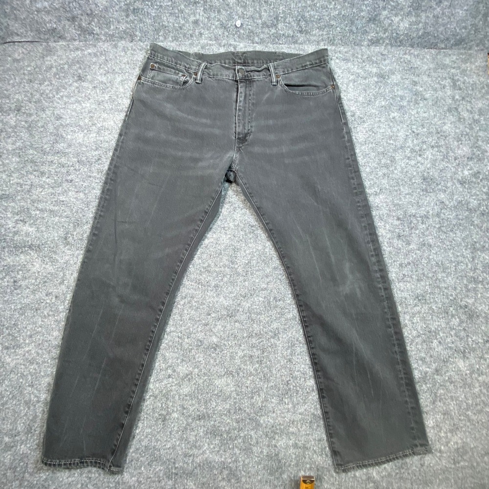 Levis 504 Regular Straight Fit Jeans Mens 38x32 Faded Black Charcoal Denim